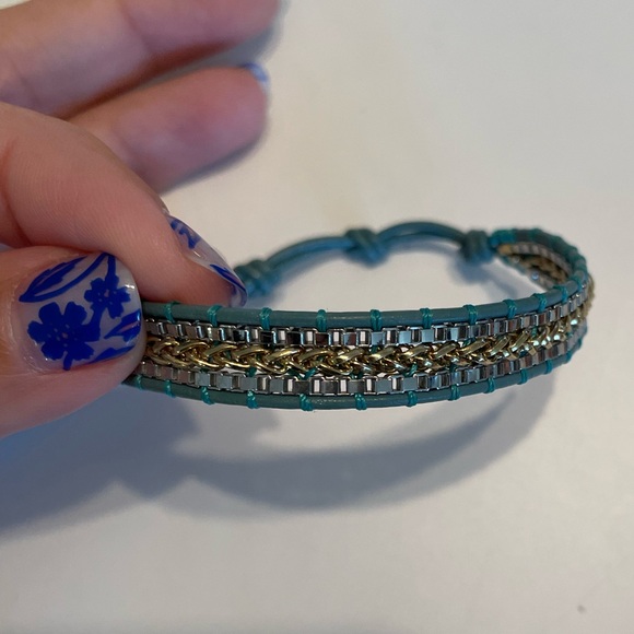 Stella & Dot Jewelry - Stella & Dot Foundation Bracelet Teal with Gold and Silver Tones
